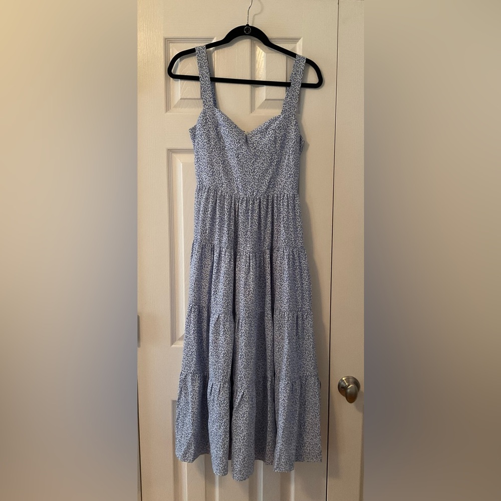 Blue Floral Sleeveless Dress